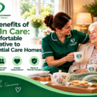 Live-in care worker supporting an elderly woman at home with personalised one-to-one care and companionship