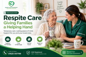 Respite care worker supporting an older adult at home